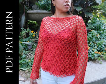 Monica Mesh Top Crochet Pattern PDF