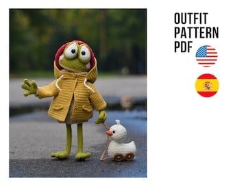 Autumn Raincoat Crochet Pattern for Froggy, Bilingual