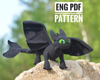 Black Dragon Amigurumi Crochet Pattern in English