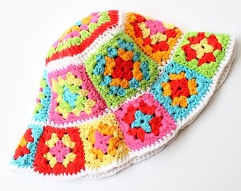 Alice-Easy Crochet Bucket Hat & Granny Square Pattern