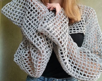 Fishnet Bolero Crochet Pattern with Wide Sleeves