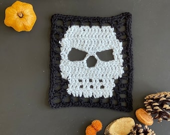 Skull Filet Crochet Pattern for Square Design