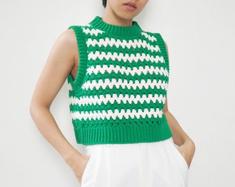 Modern Striped Granny Sweater Crochet Pattern