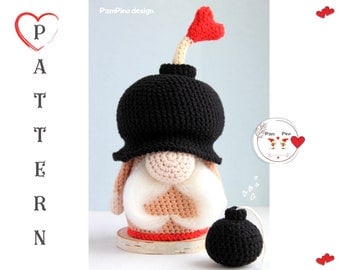 Amigurumi Crochet Gnome Love Bomb Pattern