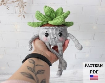 Cute Smiling Succulent Crochet Pattern for Plant Lovers