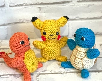 Pokemon 3-in-1 Pikachu, Squirtle, Charmander Knitting Pattern