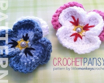 Little Monkeys' Crochet Pansy Flower Pattern PDF