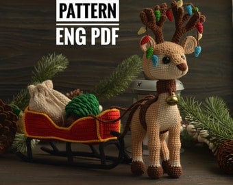 Christmas Crochet Pattern Set: Reindeer, Sleigh & Tree