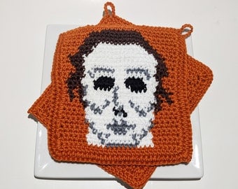 Michael Myers Halloween Crochet Potholder Pattern