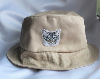 Custom Beige Cat Hat: Embroidered Bridesmaid Gift