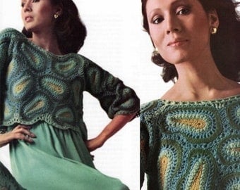 1970's Vintage Paisley Crop Sweaker Crochet Pattern