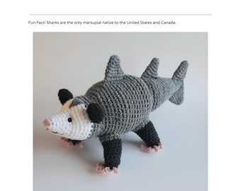 English Shark-Opossum Crochet Pattern PDF