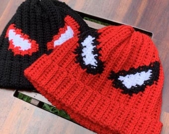 Spiderman-Themed Dual Pattern Crochet Beanies