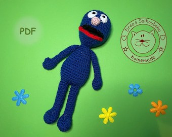 Blue Monster Amigurumi Crochet Pattern PDF