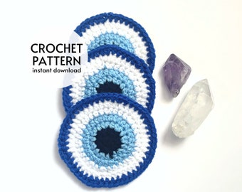 Easy Evil Eye Coaster Crochet Pattern