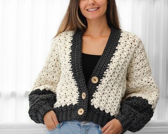 ADDISON Women's Crochet Cardigan Pattern, XS-3XL