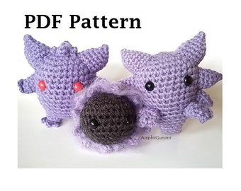 3-in-1 Pokemon Crochet Pattern - Gastly Set