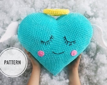 Heart Amigurumi Crochet Pillow Pattern for Decor