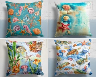 Sea Creature Themed Crochet Pillow Covers