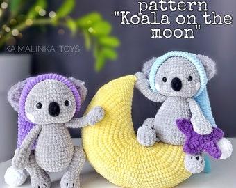 Crochet Koala on Moon: Amigurumi Pattern PDF
