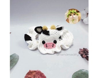 Crochet Cow Hat Pattern for Pets, S/M/L