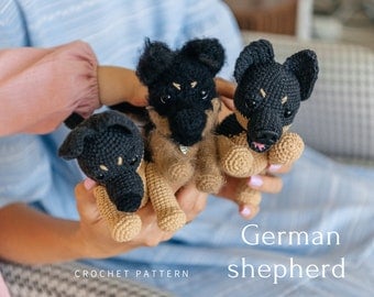 German Shepherd Amigurumi Crochet Puppy Pattern PDF