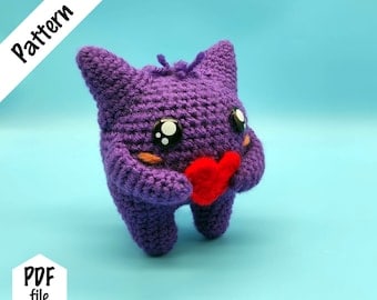 V-Day Gengar Crochet Pattern, Pokemon-Inspired PDF
