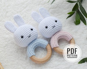 Miffy Rabbit Baby Rattle Crochet Pattern PDF