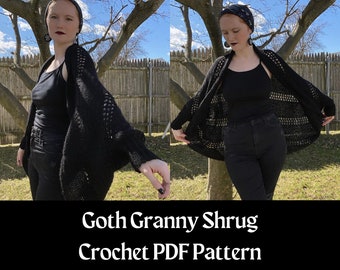 Goth Granny Crochet Shrug: Customizable PDF Pattern