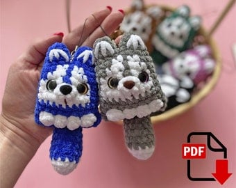 Crochet Husky Dog Keychain DIY Pattern