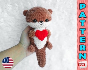 Otter Amigurumi Crochet Pattern, Kawaii Plushie Toy