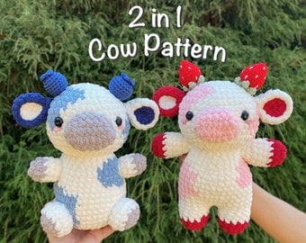 2-in-1 Strawberry & Blueberry Cow Crochet Pattern