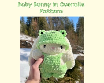 Bunny Baby Plushie Crochet Pattern in Overalls