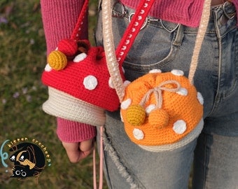 Handmade Crochet Mushroom Crossbody Bag for Her