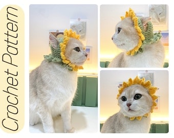 Sunflower Hat Crochet Pattern for Cats