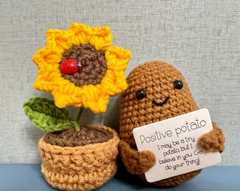Handmade Positive Potato Crochet with Floral Decor