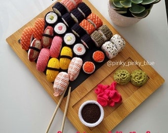 Crocheted Sushi and Roll Pattern Set
