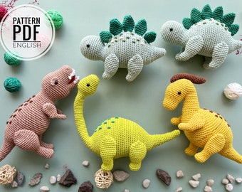 Crochet Pattern for Amigurumi Dinosaur Toys