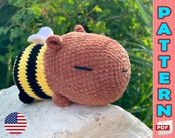Cute Capybara Bee Crochet Amigurumi Plushie Pattern