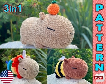 Crochet Capybee, Capybara & Unicorn Pattern Combo