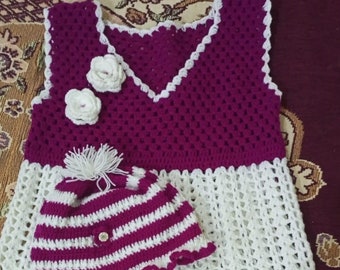 Authentic Pakistani-Designed Kids Crocheted Sweater Dress