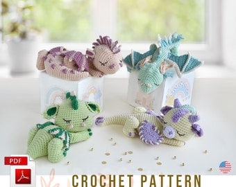 Sleepy Dragons Crochet Amigurumi Pattern PDF