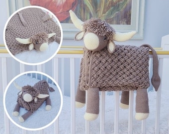 Highland Cow Crochet Baby Blanket Pattern