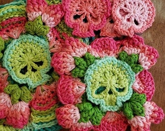 Skull Motif Granny Square Crochet Pattern