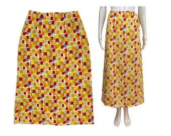 1990s Vintage Geometric Maxi Skirt, Women's Large
