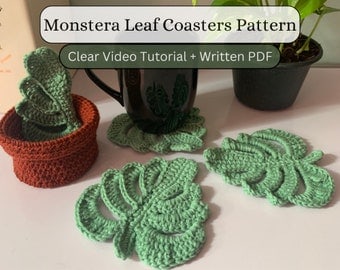 Monstera Leaf Coasters: Crochet Pattern & Tutorial