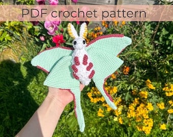 Luna Moth Amigurumi Crochet Pattern PDF - English