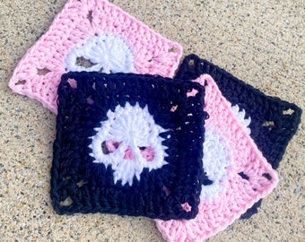 Beginner-Friendly Skull Crochet Granny Square Pattern