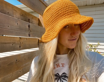 Sunshine Bucket Hat Crochet Pattern in 4 Sizes