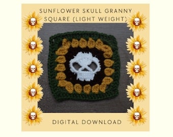 Lightweight Sunflower Skull Granny Square Pattern